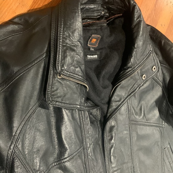 3M Thinsulate - Nwot Black Leather Bomber Jacket - Size Large - Picture 3 of 6
